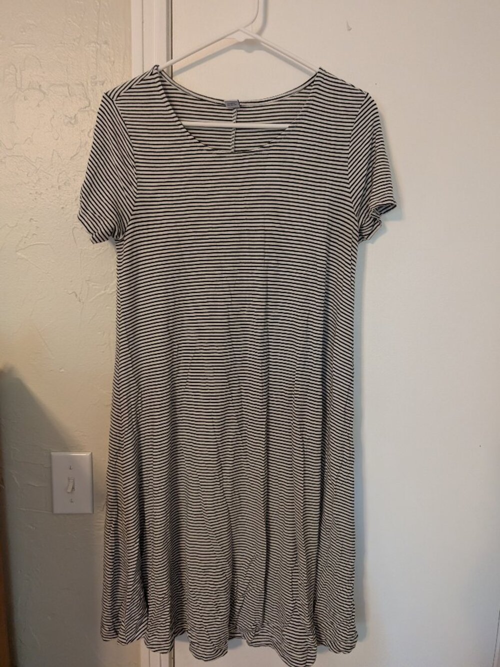Black and white striped, T-shirt dress